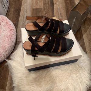 Caslon black flat form sandals